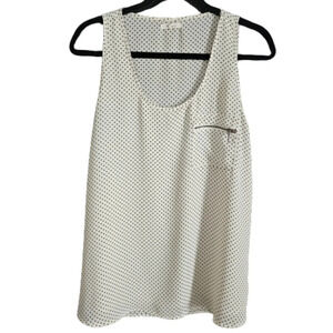 Maurices Black/ White Polka-dot Sleeveless Top with Zippers